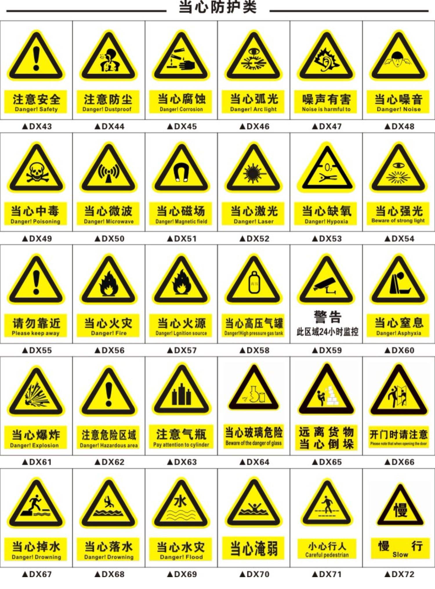 当心挤压标识牌注意小心机器设备操作安全警示工厂车间警告标示标志牌